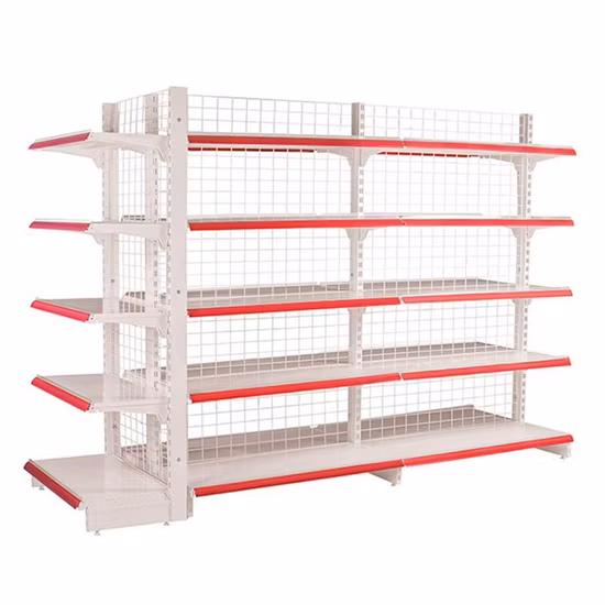 Maßgeschneiderte Service-Supermarktregale mit doppelseitigem Zentralinsel-Design aus Metall